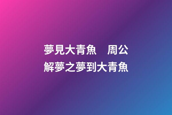 夢見大青魚　周公解夢之夢到大青魚